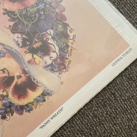 GLYNDA TURLEY Pansy Wreath Wild Roses Signed Licensed Reprint OUT OF PRINT Heart - Picture 8 of 11